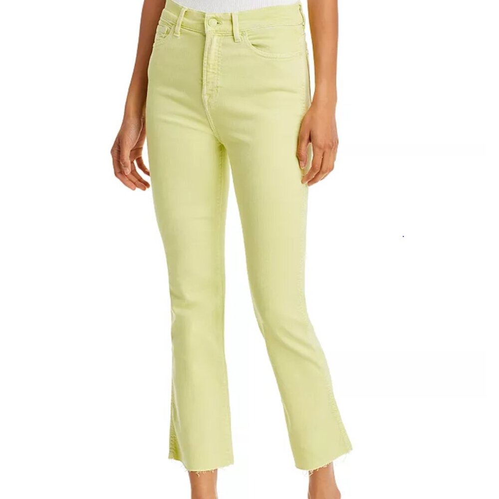 Slim Kick High Rise Ankle Bootcut Jeans in Sunny Lime